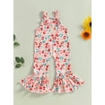 thumbnail image 2 of Bagilaanoe Toddler Baby Girl Jumpsuit Sleeveless Floral Print Romper Overalls 6M 12M 18M 24M 3T 4T Kids Long Flared Pants Summer Outfits, 2 of 7