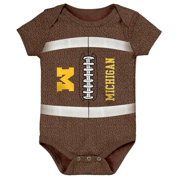 Newborn & Infant Brown Michigan Wolverines Catch Me Football Bodysuit