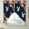 thumbnail image 2 of Navy Blue Crane Swag Valances for Windows 2 Pack, Kitchen Window Curtains 36 Inch Length, Vintage Red Teal Spring Floral Botanical Privacy Swag Curtains for Living Room/Bathroom 36"x36", 2 of 8