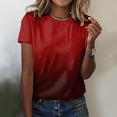 thumbnail image 1 of UANWENN Débardeurs d'Été Dégradés à Col Rond pour Femmes, Manches Courtes, T-Shirts d'Entraînement Décontractés, T-Shirts Amples à Manches Longues pour Femmes, 1 of 3