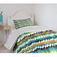 thumbnail image 4 of Ambesonne Geometric Quilted Bedspread Set 2 Pcs, Trippy Forms Motif, Twin Size, Multicolor, 4 of 6