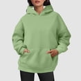 thumbnail image 2 of Fgnfyis Women Oversized Pullover Hoodie Short Velvet Long Sleeve with Pockets Winter Fall Outfits Green S, 2 of 5