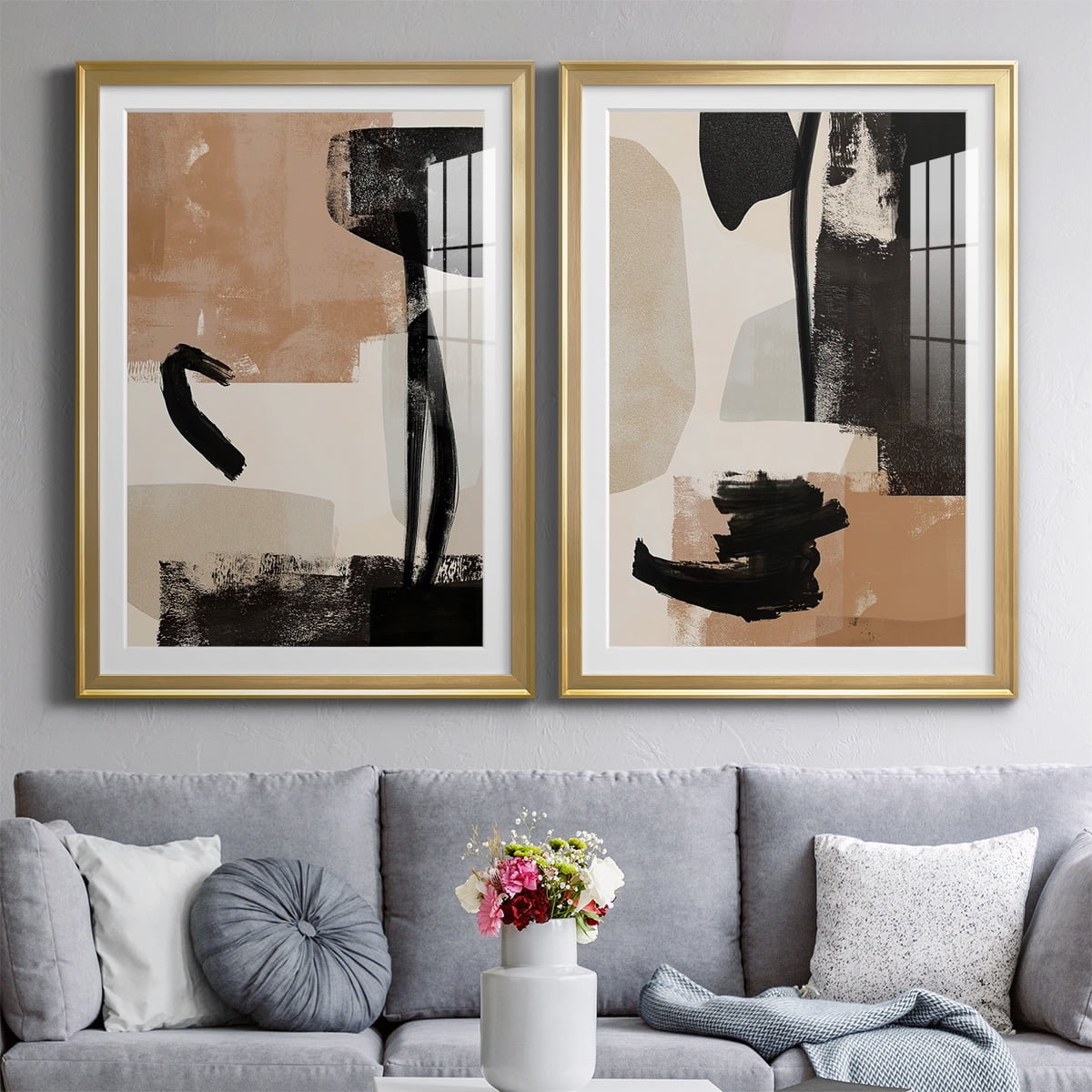 Wexford Home Selective Arrangement III Premium Framed Print, 30.5" x 42.5" - Ready to Hang, Gold (Set of 2)