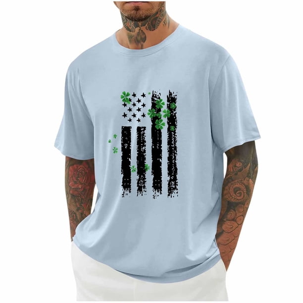 Camisetas de Manga Larga para Hombre Algodón Impresión Cuello Redondo Blusas de Moda Casual