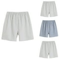 thumbnail image 3 of WREESH Men's Summer Lounge Shorts Solid Casual Shorts Breathable Cotton and Linen Homewear Pajamas Shorts White, 3 of 3
