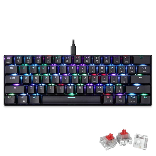61 mecánico RGB fantasma mini size led / SMD de moda multifuncionales con cable de escritorio para juegos Interruptor rojo Yotijar Teclado mecánico