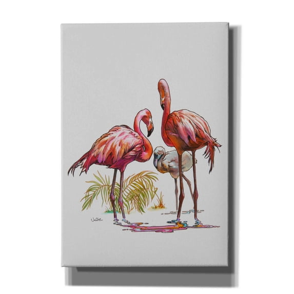 Epic Graffiti 'Flamingo Family' by Julie Bel, Canvas Wall Art, 18"x26"