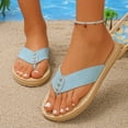 thumbnail image 2 of Rokment Flip Flops Beach Sandals for Women Indoor and Outdoor Waterproof Water Swim Pool Flat Thongs Slippers Casual Dress Slip on Slides Summer Shoes Sky Blue Size 7.5, 2 of 8