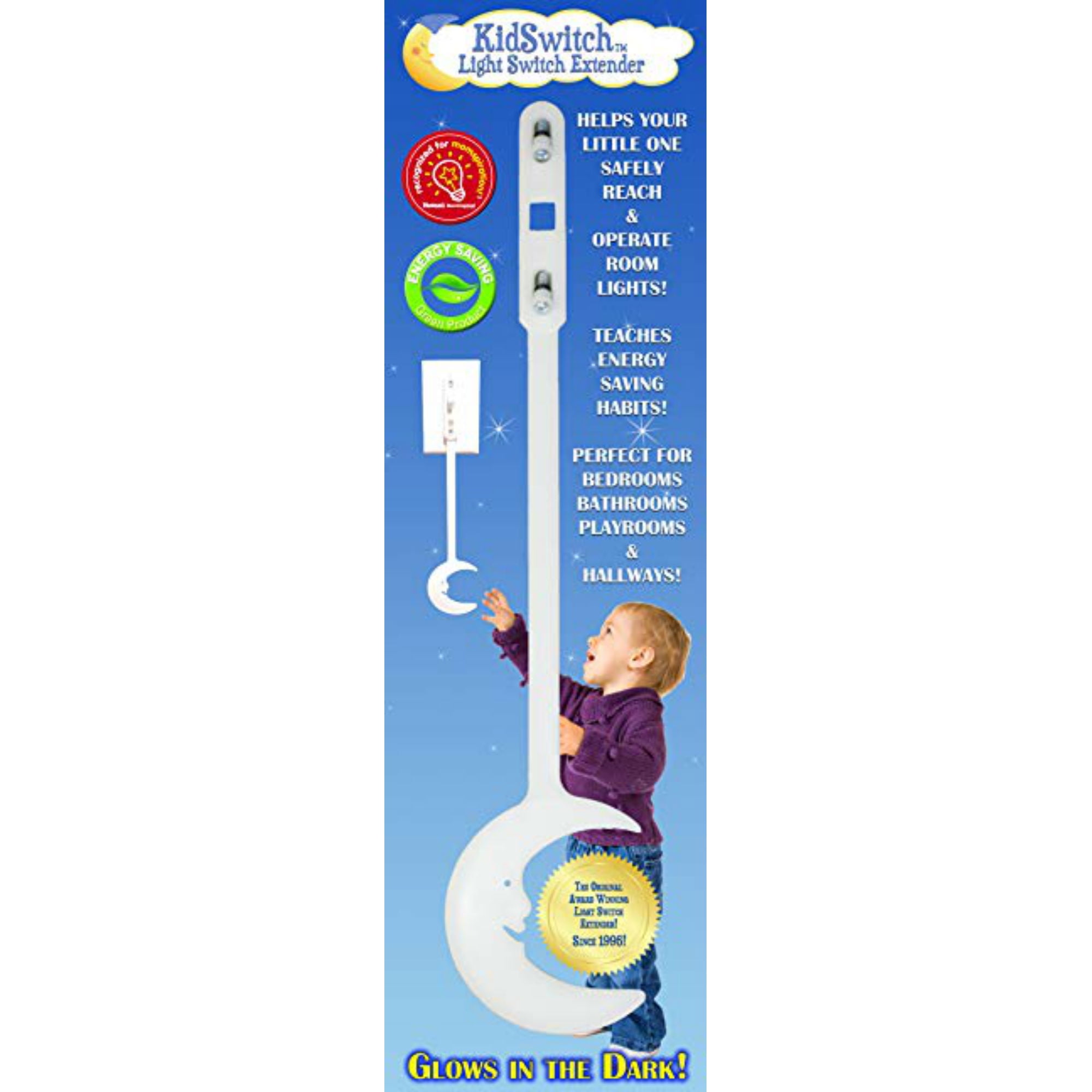 KidSwitch Award-Winning Light Switch Extender for Children, Toddlers & Adults (1 Pack Original Style)