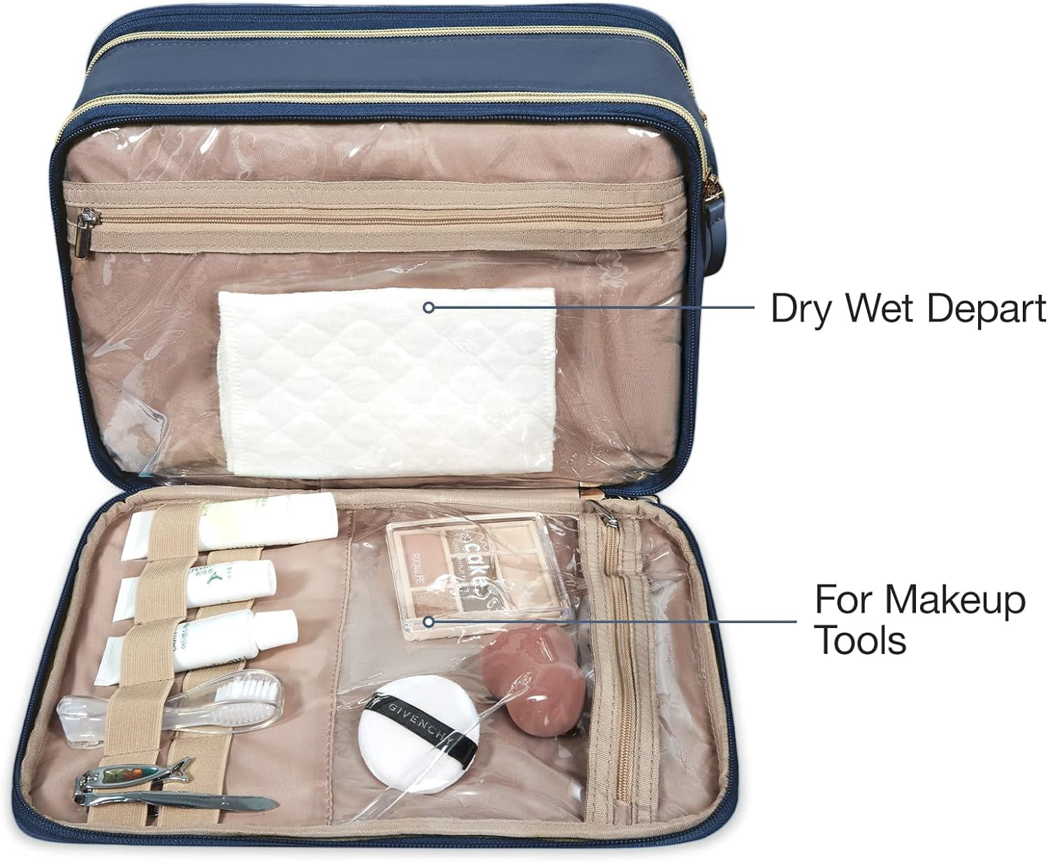 Large Toiletry Bag, Travel Makeup Organizer, Water-resistant Makeup Cosmetic Bag Door Room Essentials Travel Bag for Accessories, Shampoo, Full Sized Container, Toiletries (Black, Large)