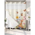 thumbnail image 4 of Spring Vintage Floral No Hook Shower Curtain Waterproof, Bathroom Curtains with Snap in Liners and See Through Top Window, Summer Botanical Butterfly Hotel Style Bathtub Curtains Shower 66"Wx72"L, 4 of 8