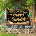 thumbnail image 3 of Happy Birthday Backdrop Banner Black Gold Happy Birthday Poster Photo Booth Background for Men Women Birthday Anniversary Party Decoration Supplies, 3 of 5