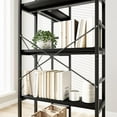 thumbnail image 6 of NUMENN 5 Tier Corner Bookshelf, Wood and Metal Bookcase Storage Shelf, Tall Corner Cabinet for Living Room, Bedroom, Home Office and Kitchen, Black, 6 of 14