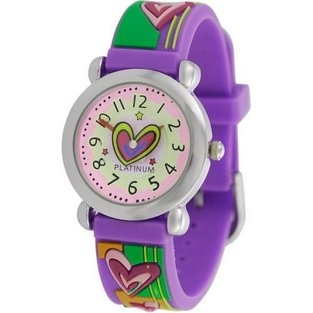 Brinley Co. Girls' Heart Watch, Silicone Strap