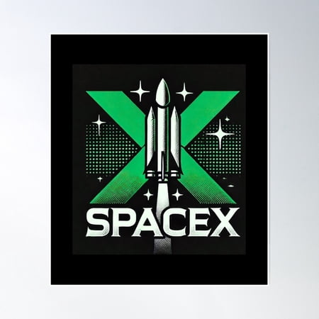 Spacex Logo Poster Wall Art, Modern Wall Decor, 8x12 UNFRAMED