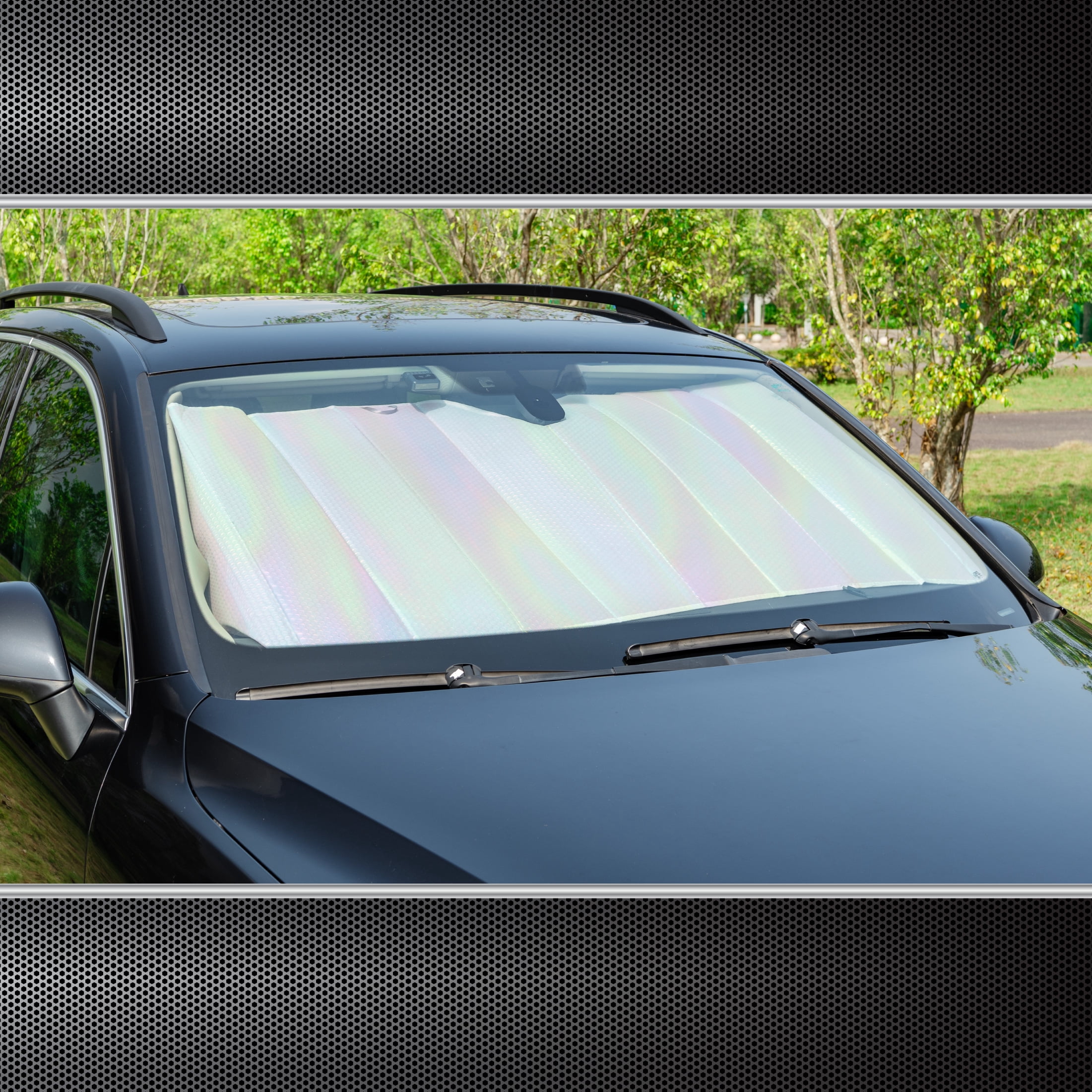 Auto Drive Universal Holographic Glitter Accordion Sunshade  1pack 63X28.5"