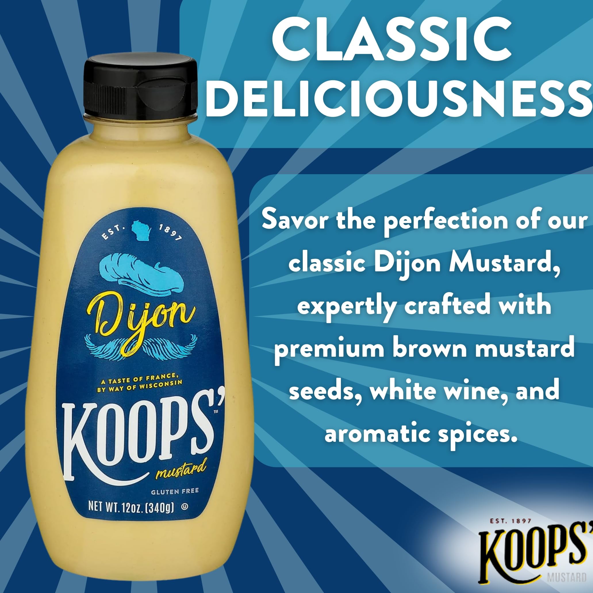 (5 pack) KOOPS' Mustard Dijon Mustard, 12 oz