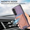 thumbnail image 4 of ELEHOLD for Samsung Galaxy S21, Wallet Phone Case,Slim Leather Shockproof Lens Protector with Card Slot Anti-Scratch Case Cover,Support Magnetic Car Mount, purple, 4 of 8