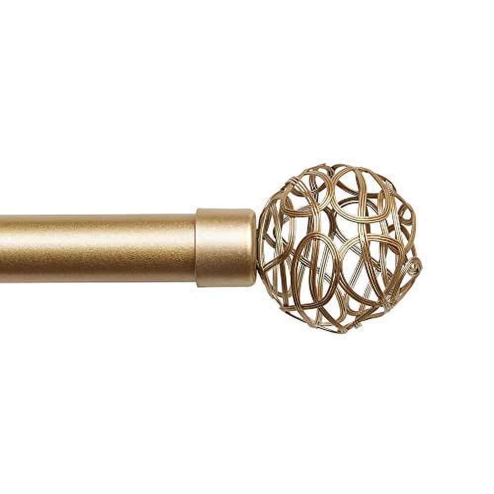 Exclusive Home Catherine 1" Curtain Rod and Finial Set, Gold, Adjustable 66"-120"