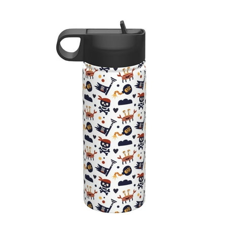 

Gaeub Pirate Theme Printed 18oz Sports Insulated Kettle With Straw Sports Insulated Bottle Water Bottle For Running Hiking Cycling Climbing Mens Womans Insulated Water Bottle