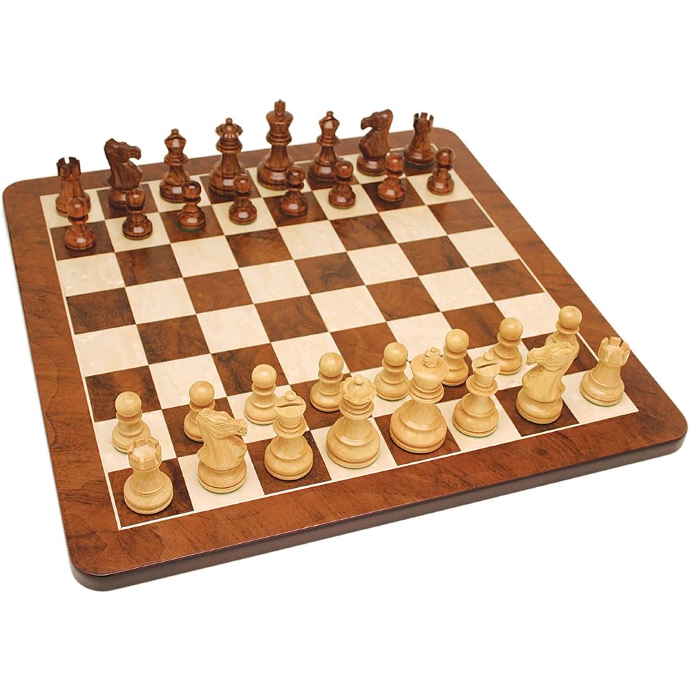 WE Games Luxury English Style Chess Set Weighted Pieces & Walnut Root