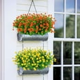 thumbnail image 5 of Coolmade 8 Bundles Outdoor Artificial Flowers UV Resistant Boxwood Plants, Greenery for Indoor Outside Hanging Garden Porch Window Box Home Wedding Farmhouse Decor (Orange Red), 5 of 9
