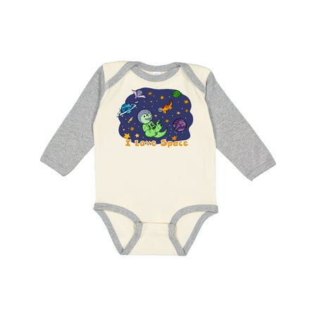 

Inktastic I Love Space Cute Dinos and Planets Gift Baby Boy or Baby Girl Long Sleeve Bodysuit