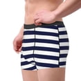 thumbnail image 2 of Honeii Navy Blue And White Stripes Men's Underwear Boxer Briefs Pack, ComfortSoft Boxer Brief for Men, Moisture-Wicking Breathable-Medium, 2 of 5