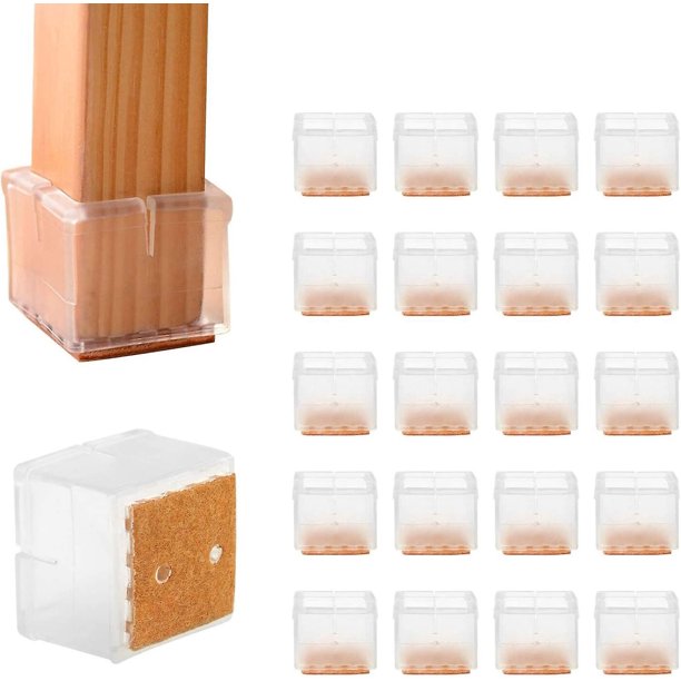 Tapas de silicona para patas de silla, 24 piezas, tapas para patas de silla, cubiertas para mesas de muebles, protectores de patas de piso para patas de silla de 30 a 35 mm, transparentes y marrones