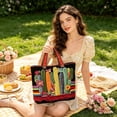 thumbnail image 3 of Quilted Tote Bag Fashion Pattern Design Embroidered Large Capacity Soft Shoulder Handbag Portable Casual Purse For Women Daily Shopping Office Travel Use, 3 of 8