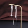 thumbnail image 4 of Silver Star Earrings Chain for Women Girls Long Earrings Star Drop Tassel Earrings Threader, 4 of 5