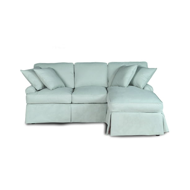 Ocean Blue Fabric Slipcovered Sleeper, Slipcovered Sleeper Sofa With Chaise