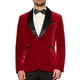 thumbnail image 1 of BLAZER DE LANA PARA HOMBRE CON SOLAPA CHIC, UN BOTÓN, AJUSTE SLIM, TRAJE DE VELVET PARA BODA, CHAQUETA OSCURA ROJA, 1 of 4