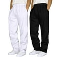 thumbnail image 2 of Hwmodou Men's Hip Hop Pants Casual Solid Color Track Cuff Lace Up Workout Pants With Pocket 2 Pcs, 2 of 3