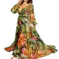 thumbnail image 5 of Boho Maxi Robe à Manches Longues V-Cou Floral en Vrac Tunique Kaftan Robes Femmes Plage Vacances Robe Longueur Robes d'Été Grande Taille, 5 of 5