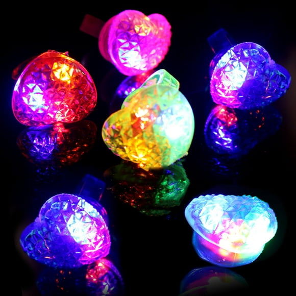 6PCS LED Ring Créatif Mignon Coeur S'Allume Ring Party Faveur for Valentine'S Day