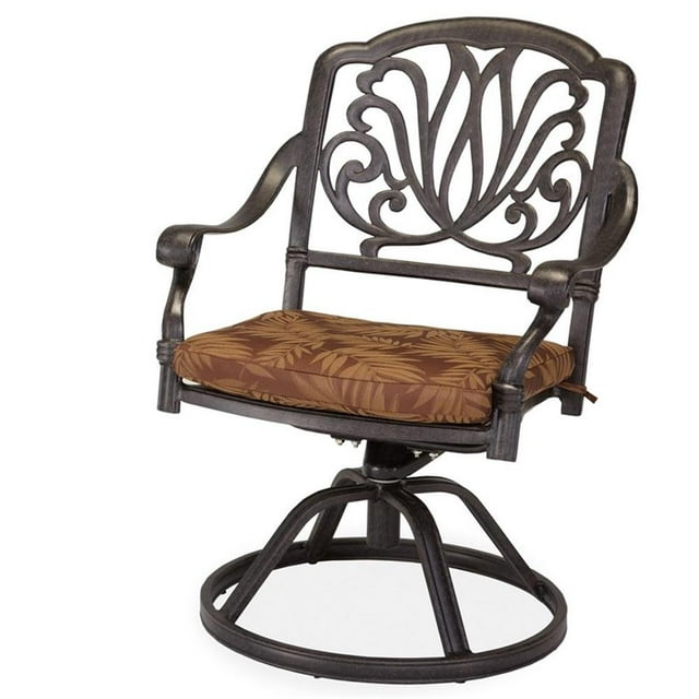 Homestyles Capri Aluminum Outdoor Swivel Rocking Chair in Charcoal