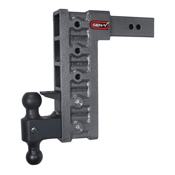 GEN-Y GH-625 MEGA-DUTY Adjustable 12" Drop Hitch with GH-061 Dual-Ball, GH-062 Pintle Lock for 2.5" Receiver - 21,000 LB Towing Capacity - 3,000 LB Tongue Weight