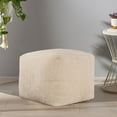 thumbnail image 4 of LR Home Medium Solid Farmhouse Indoor Cube Pouf, Ivory, 18" x 18" x 18", 4 of 7