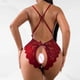 thumbnail image 2 of Lencería Sexy sin entrepierna para mujer, Body de encaje rojo, entrepierna abierta, trajes eróticos, vestido Babydoll de peluche, conjunto de ropa interior porno transparente, 2 of 5