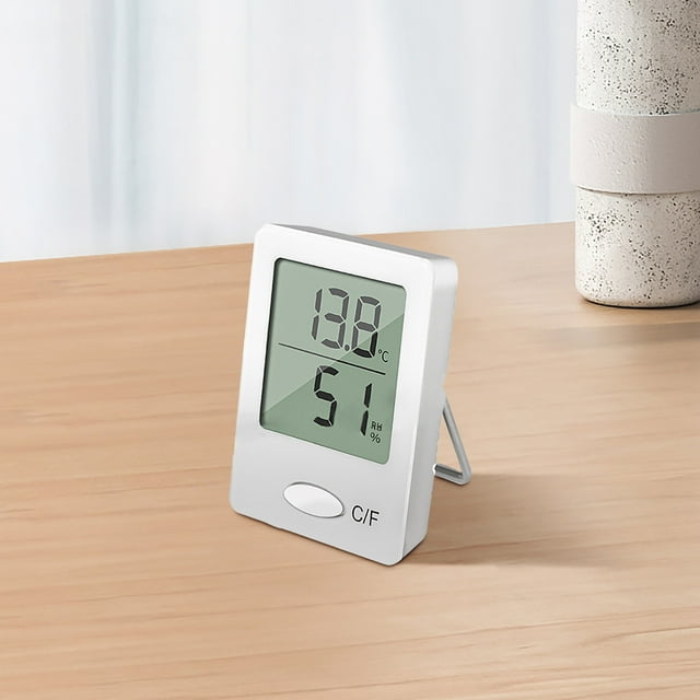 WIFKLSIIPG Hygromètre Intérieur avec Grand Écran LCD, Motrice d'Humidité pour Maison, Noir Glacé (Blanc)