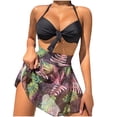 thumbnail image 1 of Daisyyozoid Womens Swimwear Clearance Printed High Waisted Split Three-piece Set, 1 of 3