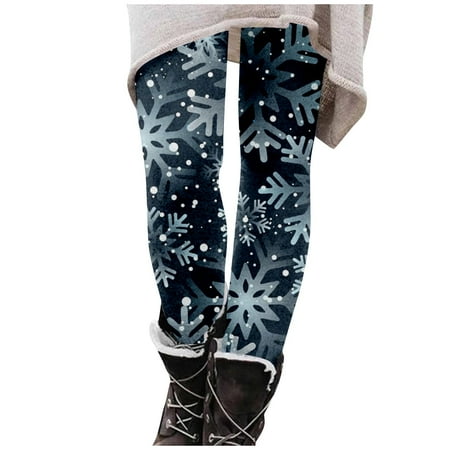 Dndkilg Christmas Leggings for Women Graphic Tummy Control High Waisted Holiday Womens Panties Funny Workout Clothing Tight Active Leggings Blue XL