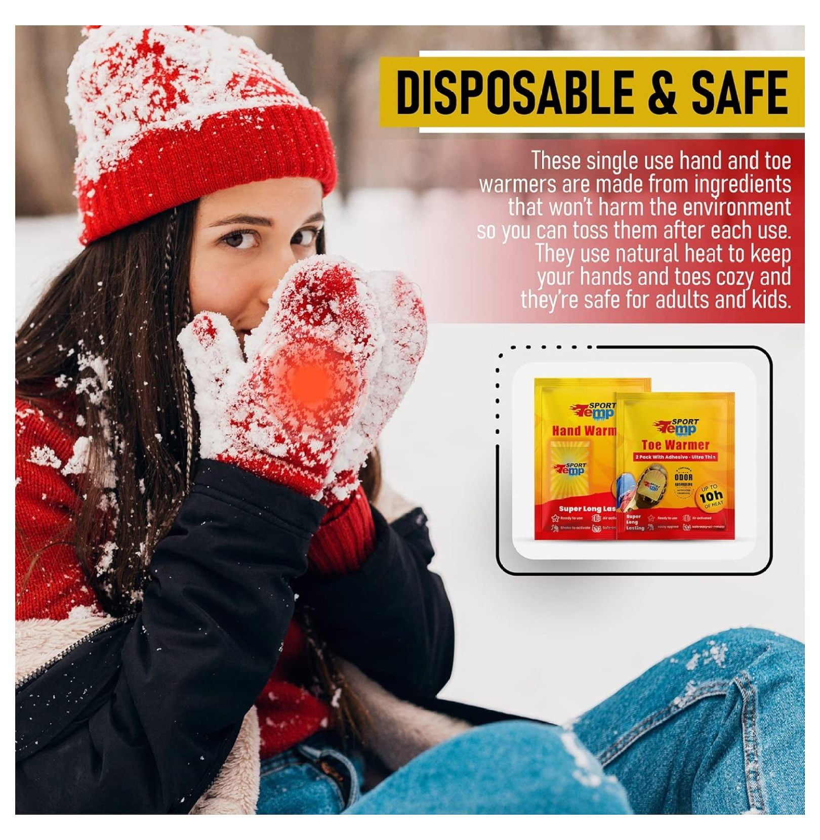 Hand & Toe Warmers - Variety Pack, 30 Pairs Hand Warmers, 10 Pairs Toe Warmers With Adhesive - Safe, Easy, All Natural - Air Activated, Body, Hands & Toes -Odorless Hot Hand & Toe Warmer -
