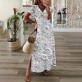 thumbnail image 2 of asdoklhq Evening Dresses for Womens Spring and Summer V-Neck Solid Casual Short Sleeved Long Dress White XL, 2 of 3