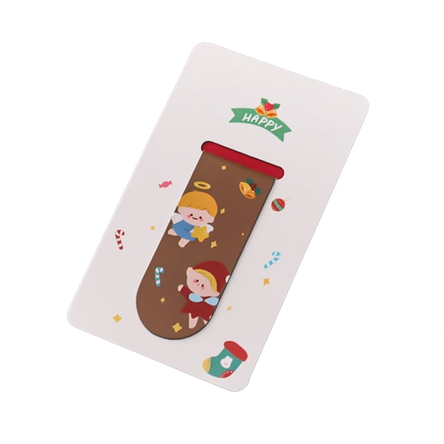 Seitruly Marcapáginas de piedra imán de Navidad, marcadores de página de estilo bonito, Clip de muñeco de nieve de Navidad plegable, carpeta de doble Suministros de escritura y corrección Ángel