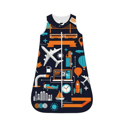 

Haiem Creative Transport Printed Baby Sleep Sack 0-6 Months Muslin Baby Sleeping Bag Zipper Toddler Wearable Blankets Comfy Stretchy Thin Sleep Sacks-Small