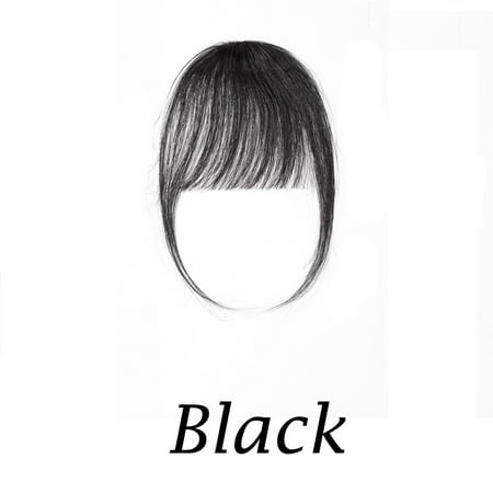 S-noilite Clips in Hair Bangs Fringe Hair Extensions Clip On Bang Air Bangs Topper 3D Straight Hairpieces False Short Flat Two Side Black,3g