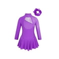 thumbnail image 2 of Miaeowve Kids Girls Figure Skating Dress Long Sleeve Mesh Splice Rhinestones Ballet Tutu Skirted Leotard Dance Outfits Purple 12, 2 of 7