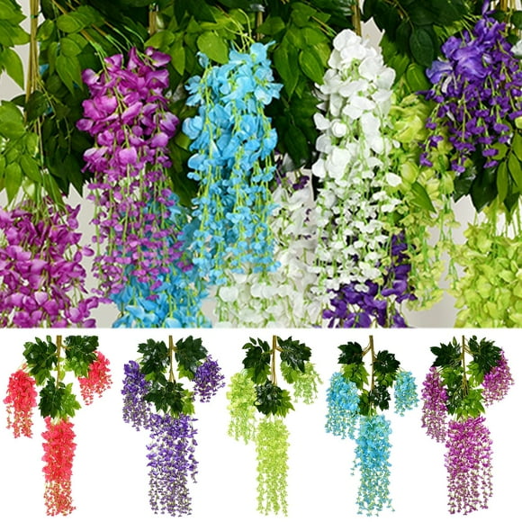 Cagogo Clearance under $5 Purple Wisteria Hanging Flowers Garland, Artificial Flower Vines, Fake Wisteria, Artificial Vines Hanging Garland for Backdrop Outdoor Yard Garden Decor